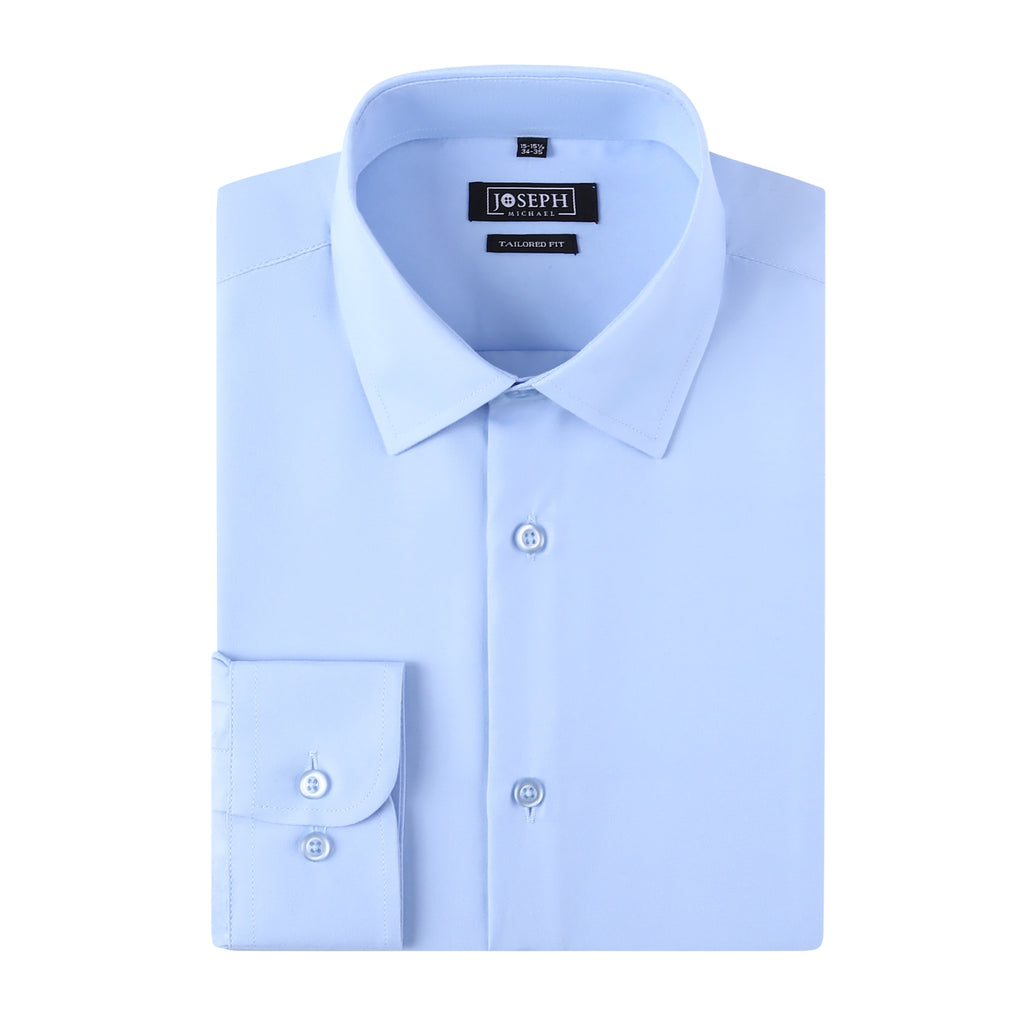 JOSEPH MICHAEL Men's Light Blue Tailored Fit Dress Shirt 100% Microfiber Ultra Soft 14.5 32/33 Business Formal Smart Casual