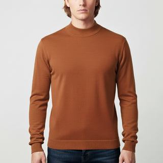 Rust Traditional Fit Mockneck Sweater