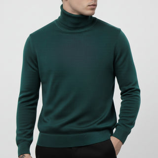 Hunter Green Traditional Fit Turtleneck Sweater