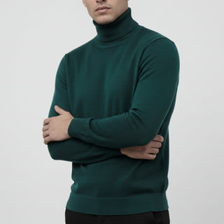 Hunter Green Traditional Fit Turtleneck Sweater