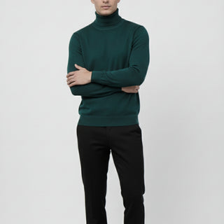 Hunter Green Traditional Fit Turtleneck Sweater