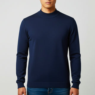 Navy Traditional Fit Mockneck Sweater
