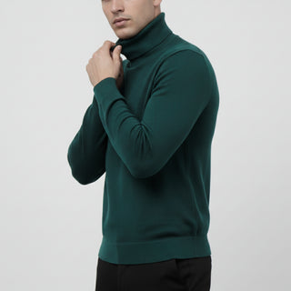 Hunter Green Traditional Fit Turtleneck Sweater