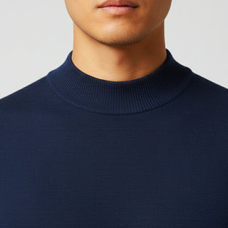 Navy Traditional Fit Mockneck Sweater