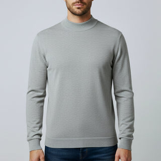 Silver Traditional Fit Mockneck Sweater