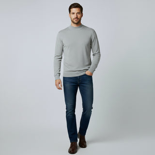 Silver Traditional Fit Mockneck Sweater
