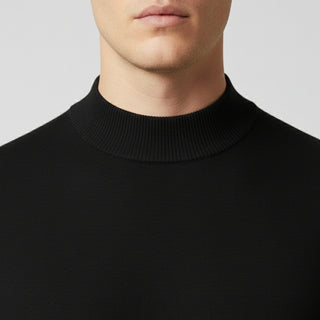 Black Traditional Fit Mockneck Sweater