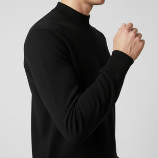 Black Traditional Fit Mockneck Sweater