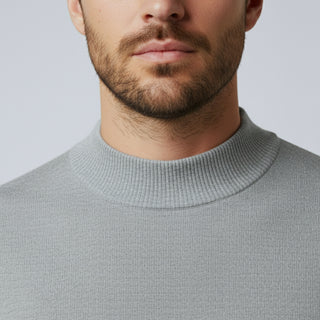 Silver Traditional Fit Mockneck Sweater