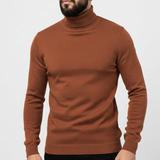 Rust Slim Fit Turtleneck Sweater