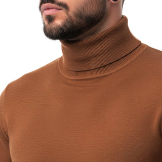 Rust Slim Fit Turtleneck Sweater
