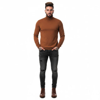 Rust Slim Fit Turtleneck Sweater