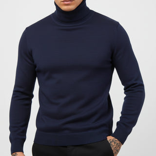 Navy Slim Fit Turtleneck Sweater