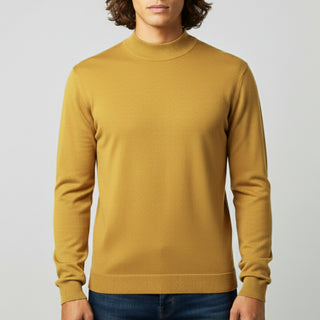 Mustard Traditional Fit Mockneck Sweater