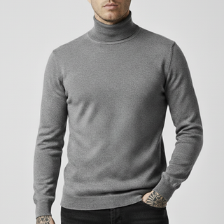Silver Slim Fit Turtleneck Sweater