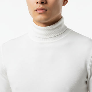 White Slim Fit Turtleneck Sweater