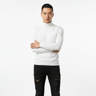 White Slim Fit Turtleneck Sweater