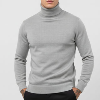 Silver Traditional Fit Turtleneck Sweater