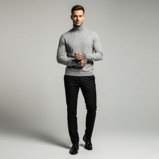 Silver Traditional Fit Turtleneck Sweater