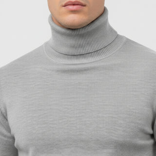 Silver Traditional Fit Turtleneck Sweater