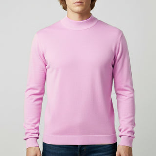 Pink Traditional Fit Mockneck Sweater