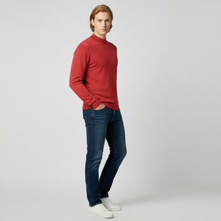 Red Traditional Fit Mockneck Sweater