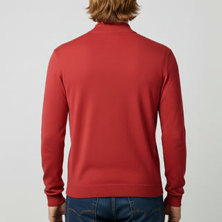 Red Traditional Fit Mockneck Sweater