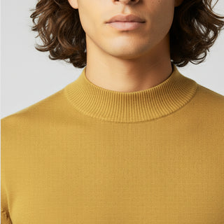 Mustard Traditional Fit Mockneck Sweater