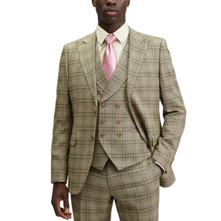 3 Piece Extrema Plaid Suit Grey 524