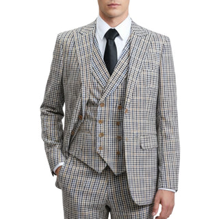 3 Piece Extrema Plaid Suit Grey 580