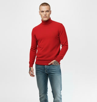 Red Slim Fit Turtleneck Sweater
