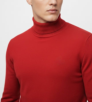 Red Slim Fit Turtleneck Sweater