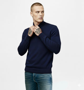Navy Slim Fit Turtleneck Sweater
