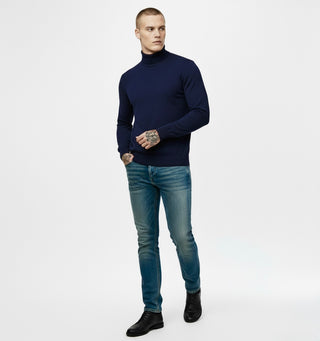 Navy Slim Fit Turtleneck Sweater