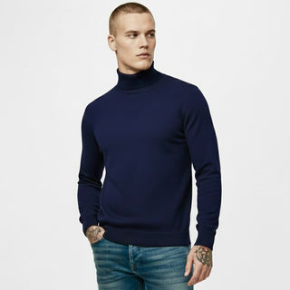 Navy Slim Fit Turtleneck Sweater