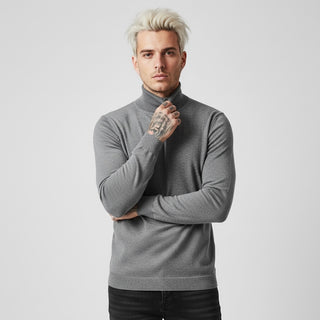 Silver Slim Fit Turtleneck Sweater