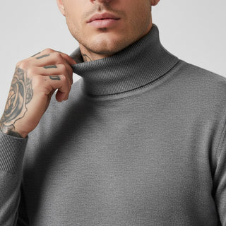 Silver Slim Fit Turtleneck Sweater