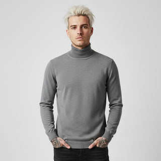 Silver Slim Fit Turtleneck Sweater