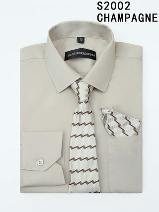 S2002-4 Kids World Boys Dress Shirt & Tie Set