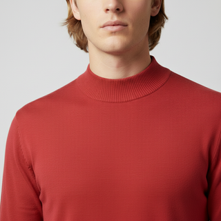 Red Traditional Fit Mockneck Sweater