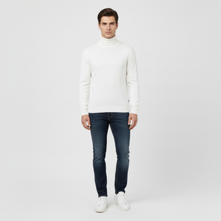 White Traditional Fit Turtleneck Sweater