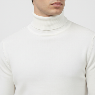 White Traditional Fit Turtleneck Sweater
