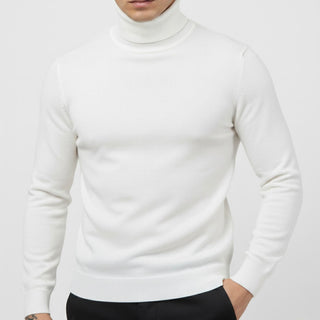 White Slim Fit Turtleneck Sweater