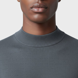 Charcoal Traditional Fit Mockneck Sweater
