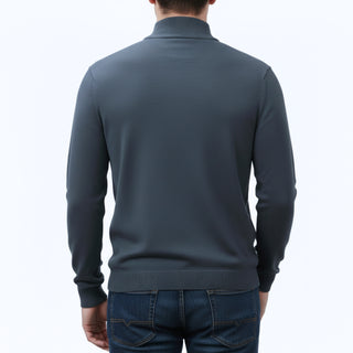 Charcoal Quarter-Zip Traditional Fit Pullover Sweater