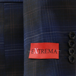 3 Piece Extrema Plaid Suit Black Blue 18A21