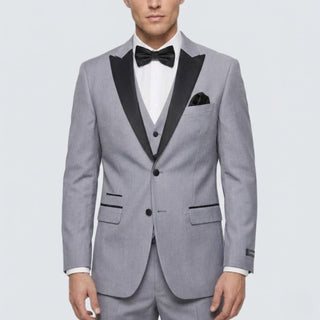 Joseph Michael 3-Piece Vested Peak Lapel Tuxedo - Grey