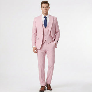 Joseph Michael 29105 Blush Slim Fit Peak Lapel Vested Suit - Side View