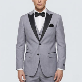 Joseph Michael Men's Black 3-Piece Vested Tuxedo — Peak Lapel