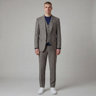 Joseph Michael Puglia Men's Taupe 3-Piece Plaid Suit